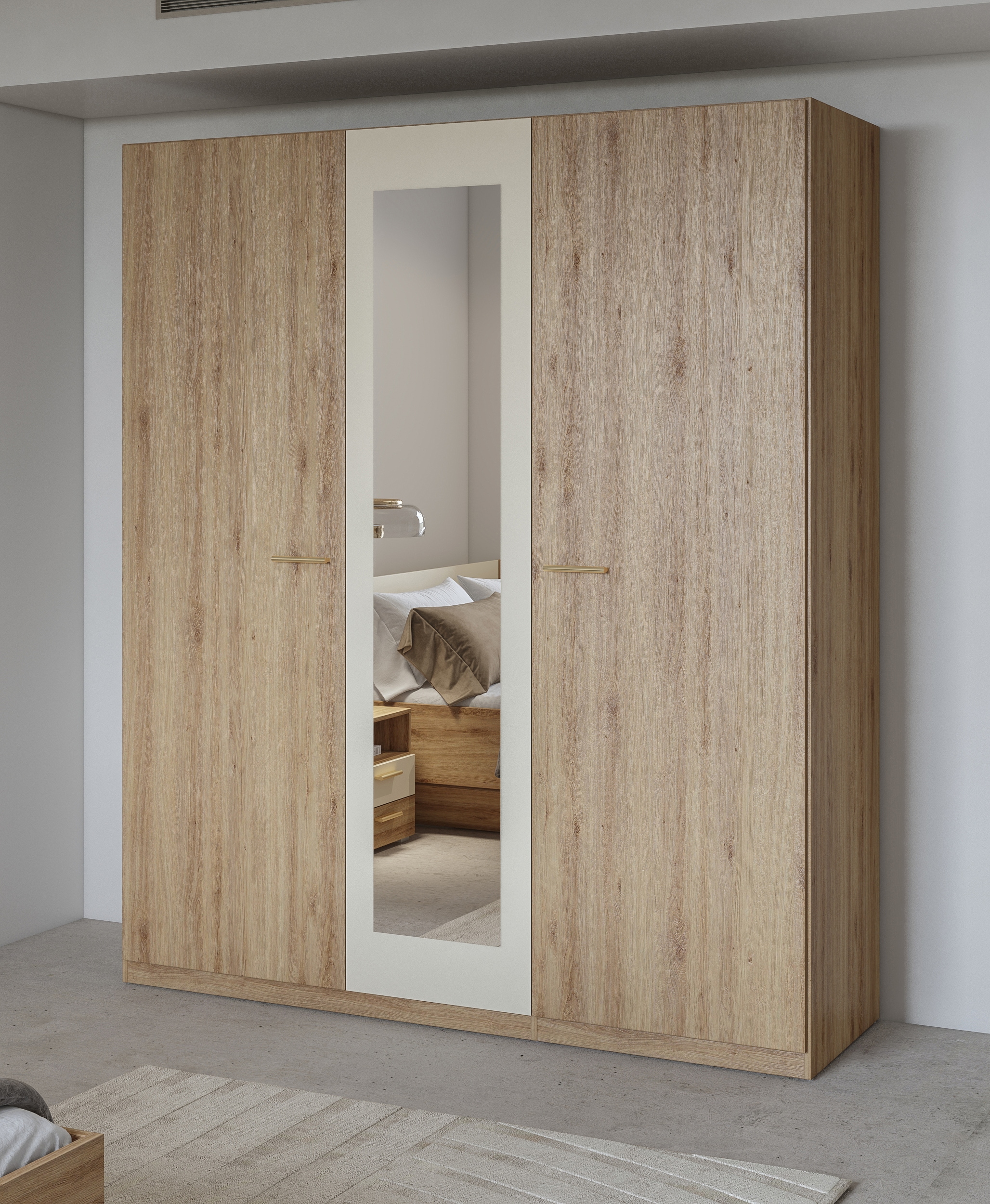 Home affaire Drehtürenschrank »Bitry, Wäscheschrank incl. kompletter Innenausstattung« Kleiderschrank, verstellbare Einlegeböden 22 mm stark, Spiegeltür