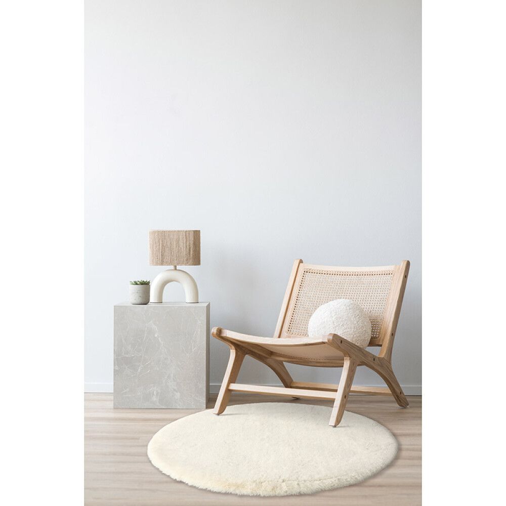 GULVTEPPE PREMIUMØ80CM NATURHVIT