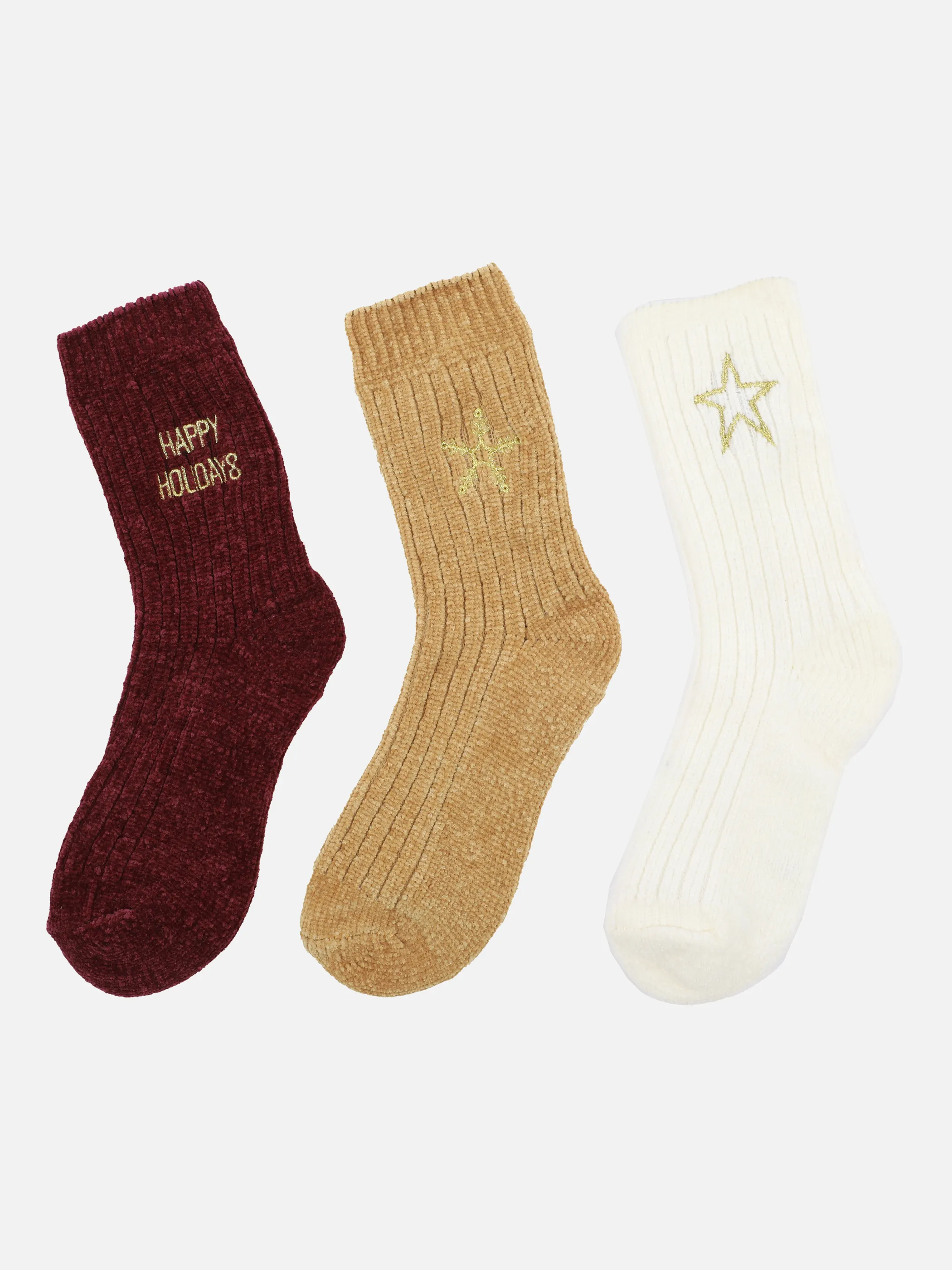 Damen Chenille Rippsocken im 3er Pack