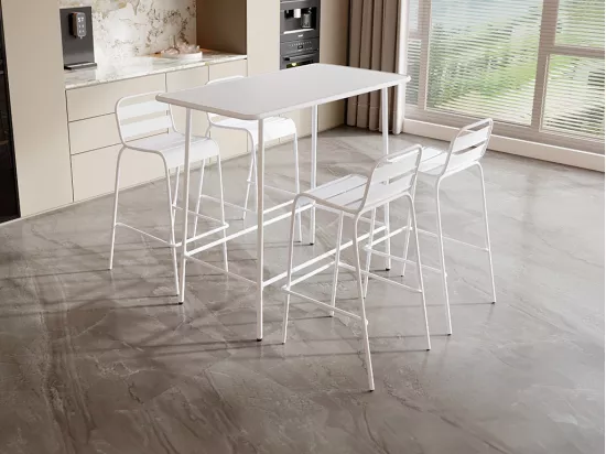 Table haute de jardin L.120 cm en métal - Blanc - MIRMANDE de MYLIA