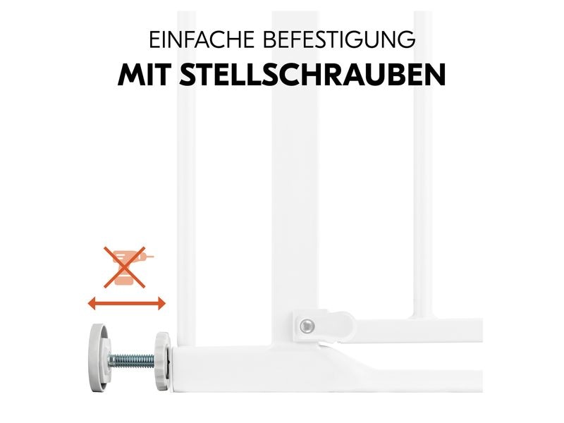 Hauck Türschutzgitter Clear Step 2  9 cm Weiss Barrierefreies, manuell schliessendes Tür- und Treppenschutzgitter-Set