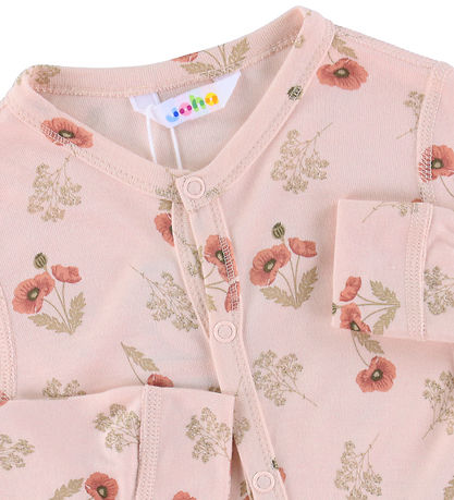 Joha Strampler - Bambus - Rosa m. Blume