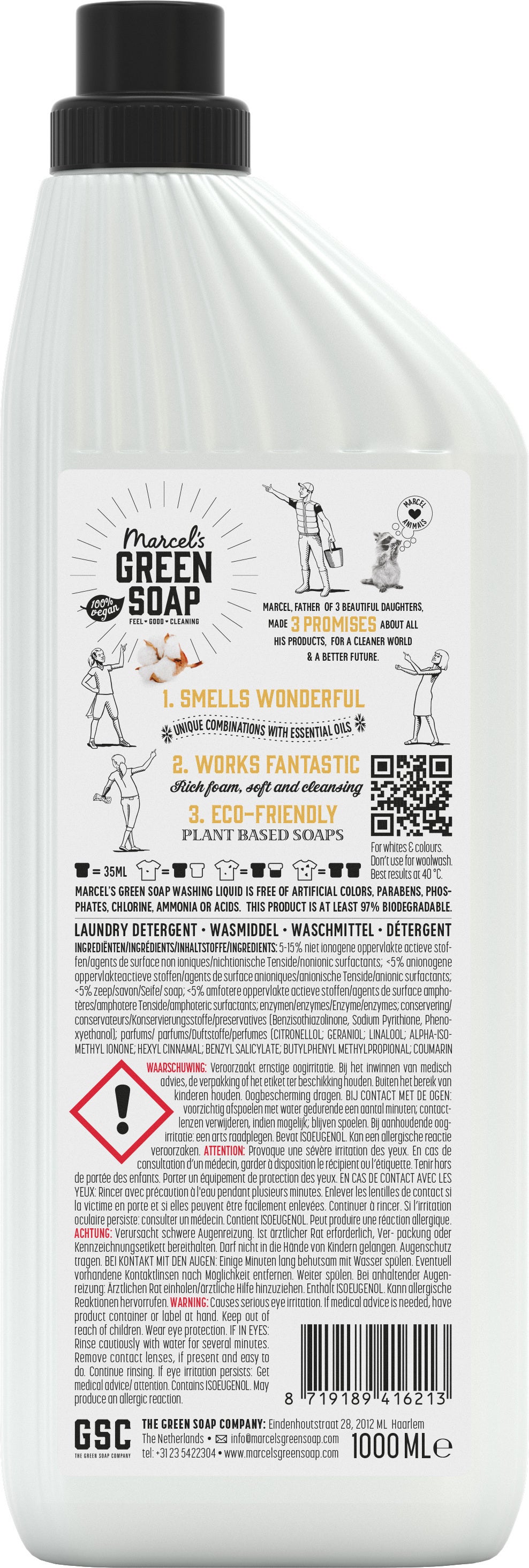 Marcel's Green Soap wasmiddel Vanille en Katoen 1000 ml