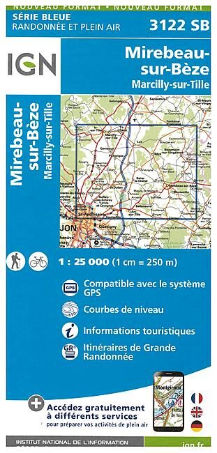 IGN - 3122 SB MIREBEAU SUR BEZE 1 25 000