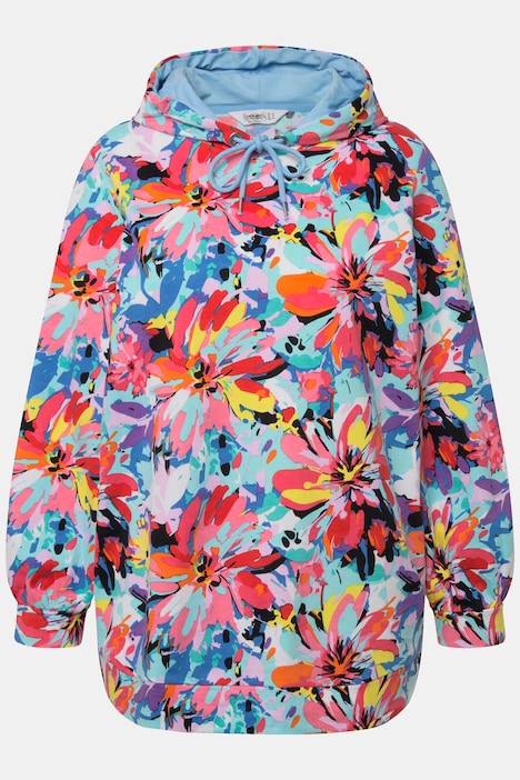 Hoodie, Kapuzensweater, Blütenmuster, Langarm