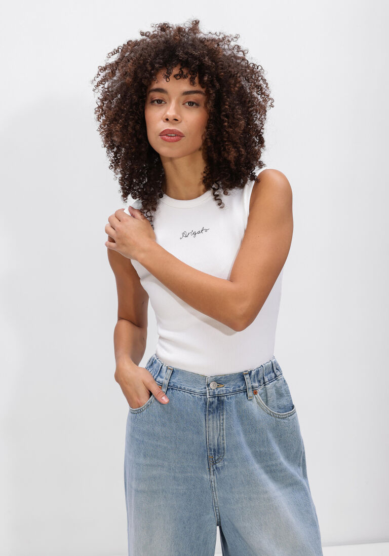 witte axel arigato truien/vesten scoop ribbed tank