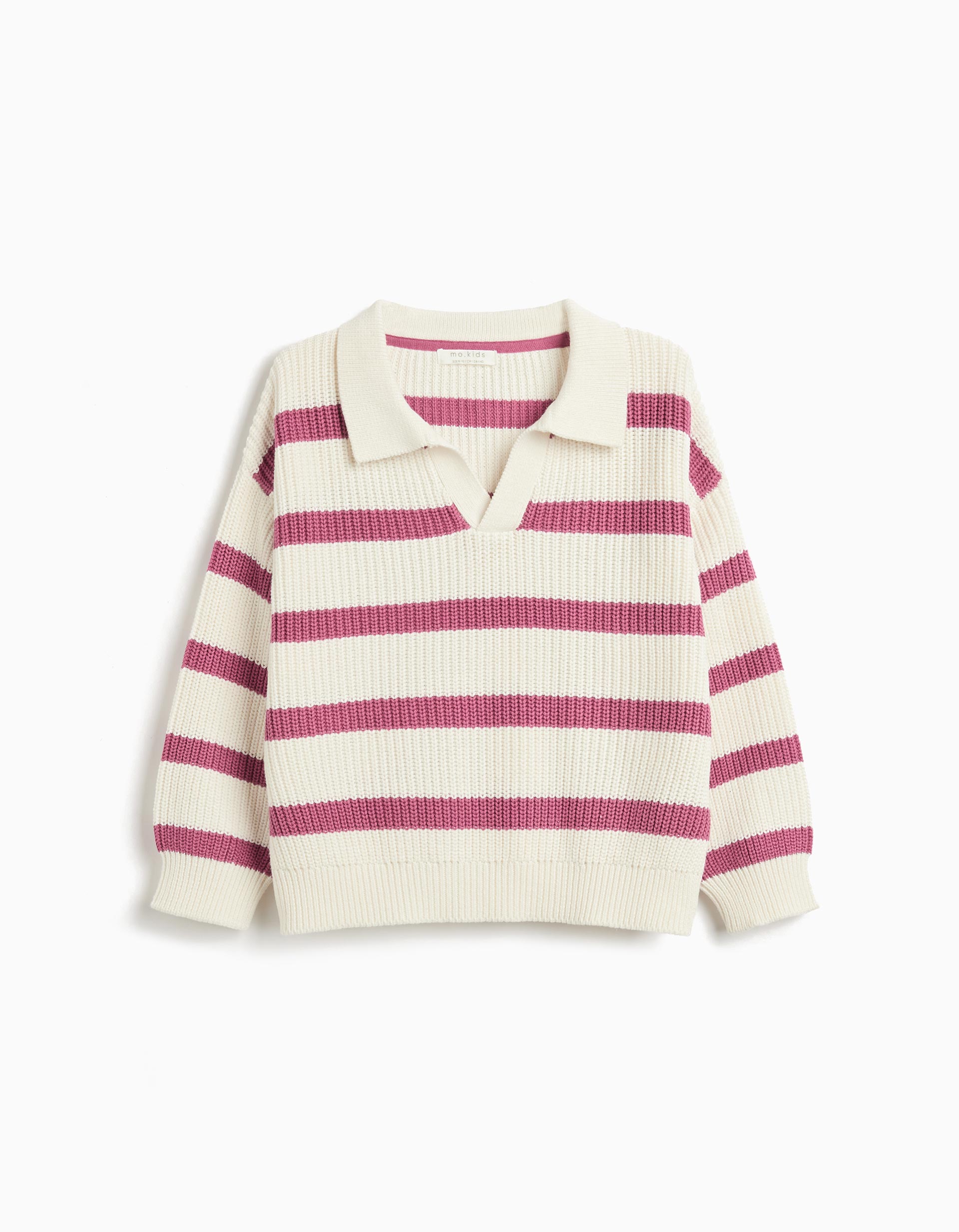 Camisola de Malha com Riscas, Menina, Rosa Escuro