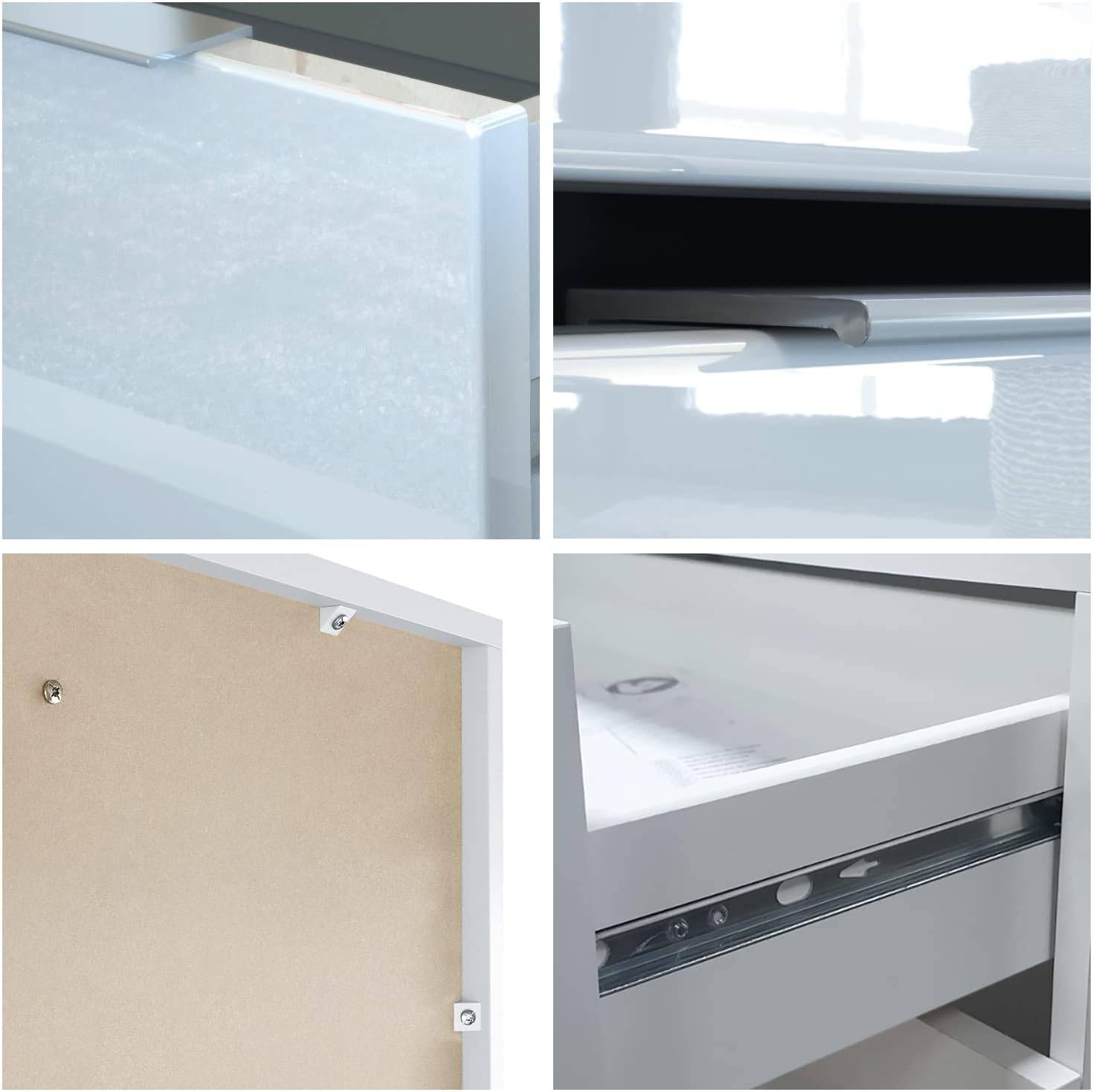 Vladon TV Lowboard Linio V1, Fernsehtisch mit 2 Türen und 2 Schubladen – Weiß/Grau Hochglanz (138,5 x 37,5 x 35 cm)
