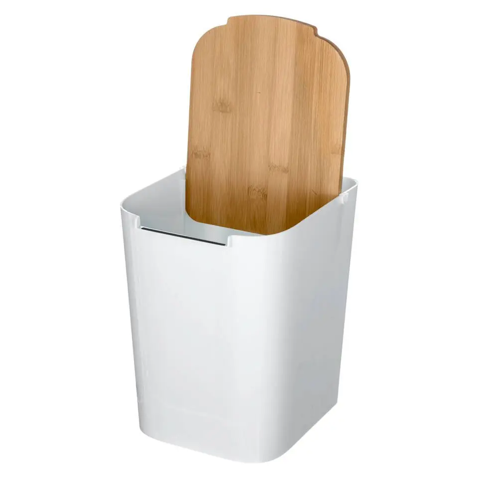 Five Prullenbak - 5 liter - bamboe - wit/lichtbruin - 24 x 19 cm
