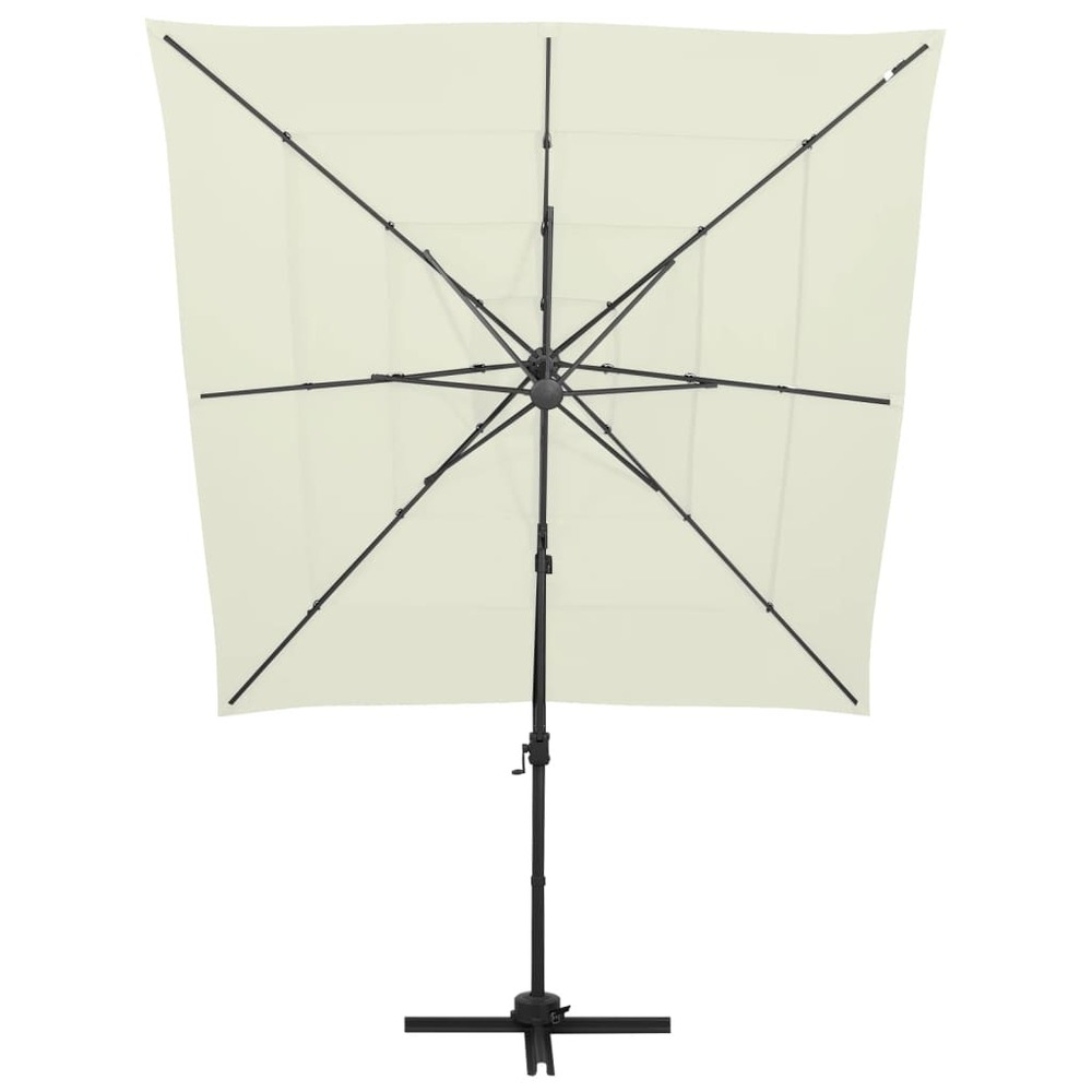 Parasol mobilier de jardin à 4 niveau x avec mât en aluminium 250 x 250 cm sable
