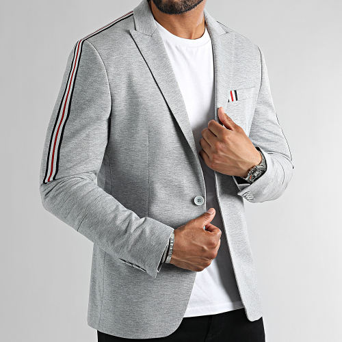 Veste Blazer A Bandes 0117 Gris Chiné
