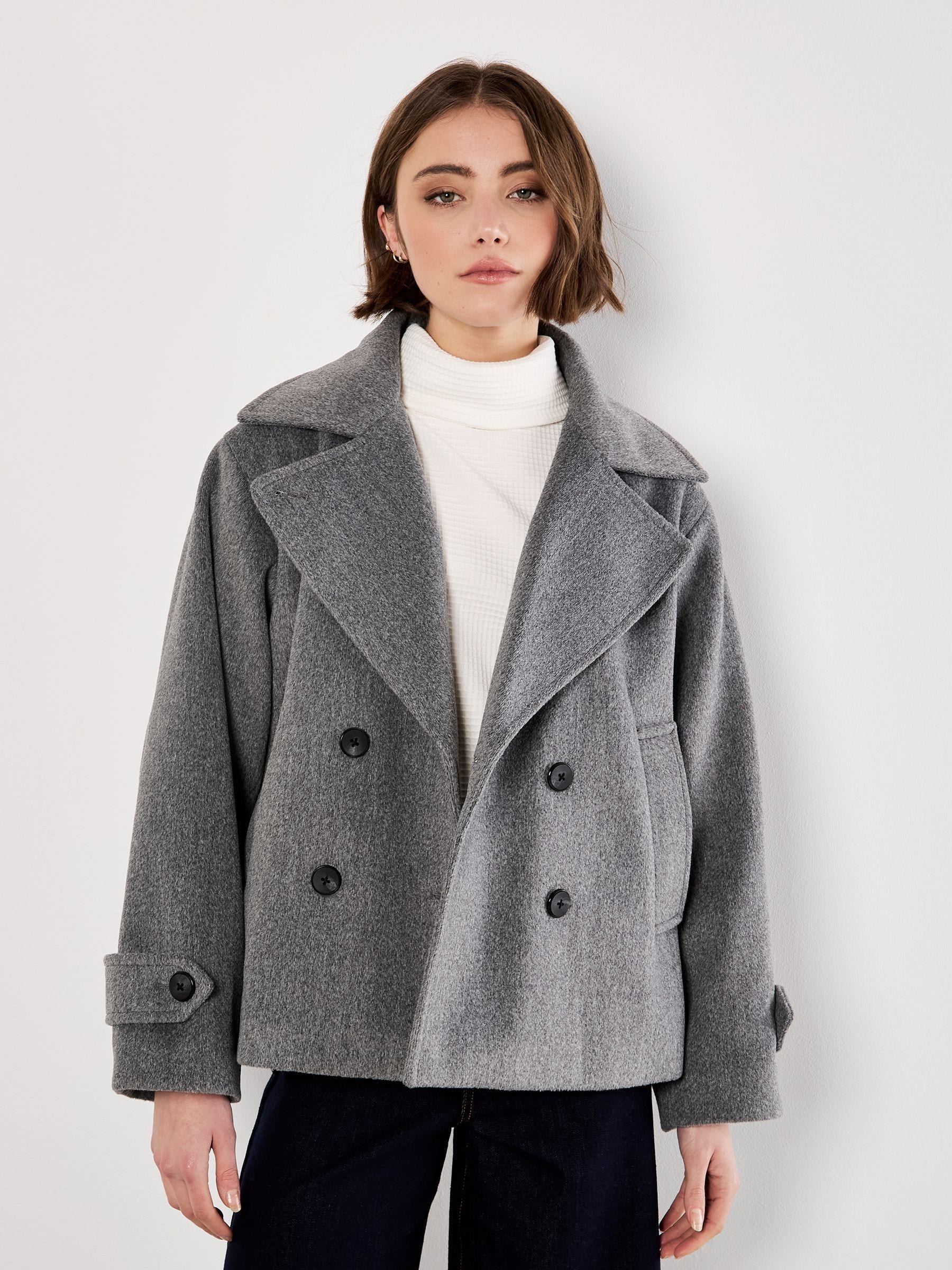 Grijs - Apricot Tailored Short Trench Jacket