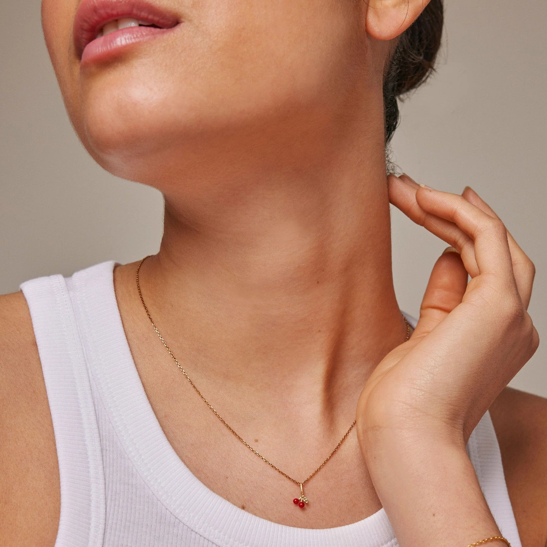 Enamel Copenhagen Necklace, Cherry red