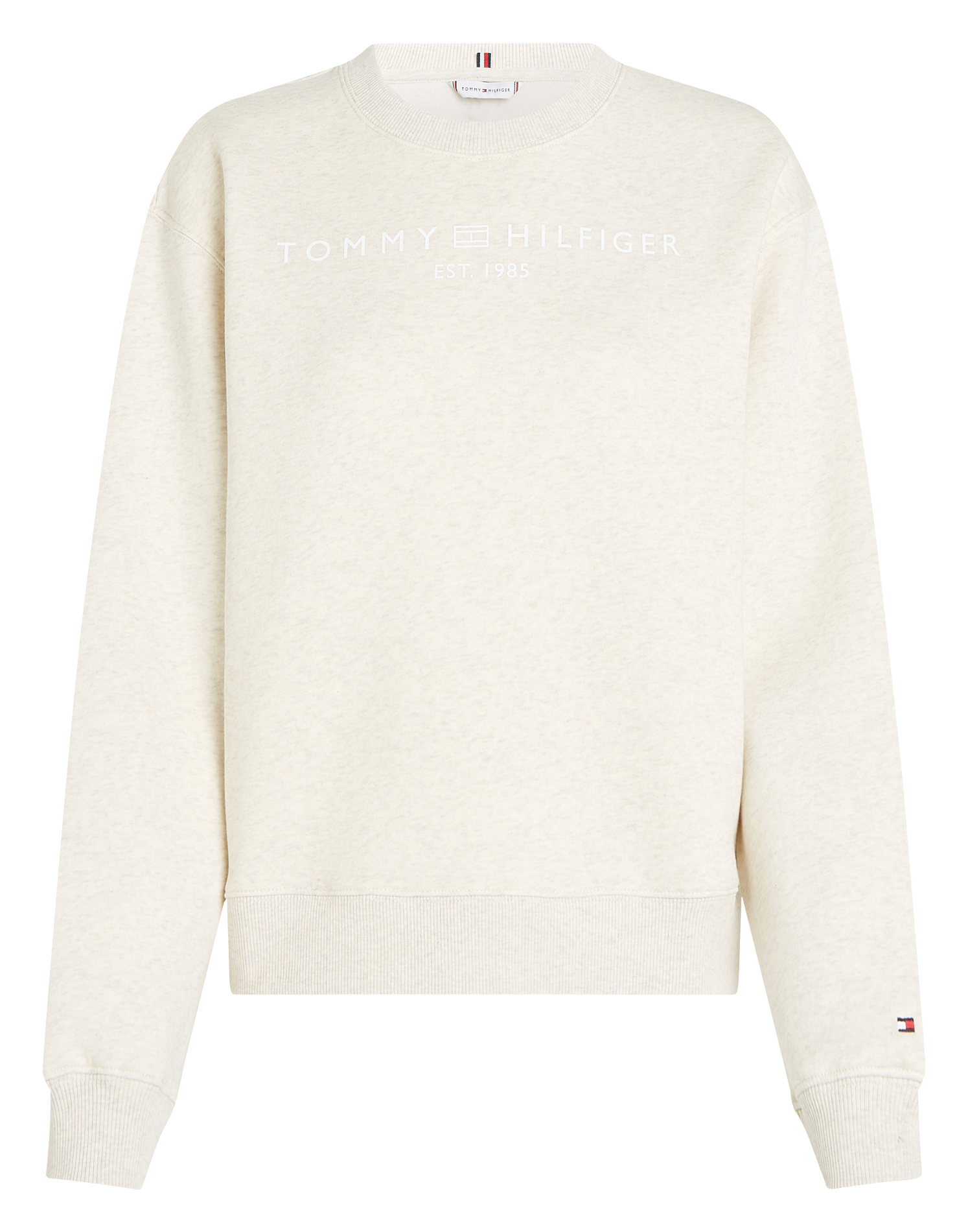 Sweat col rond en coton mélangé droit | Marron