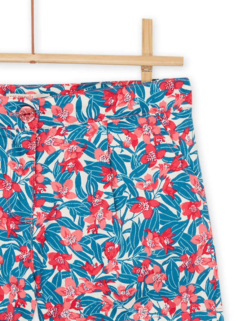 Short bleu et rose à imprimé fleuri