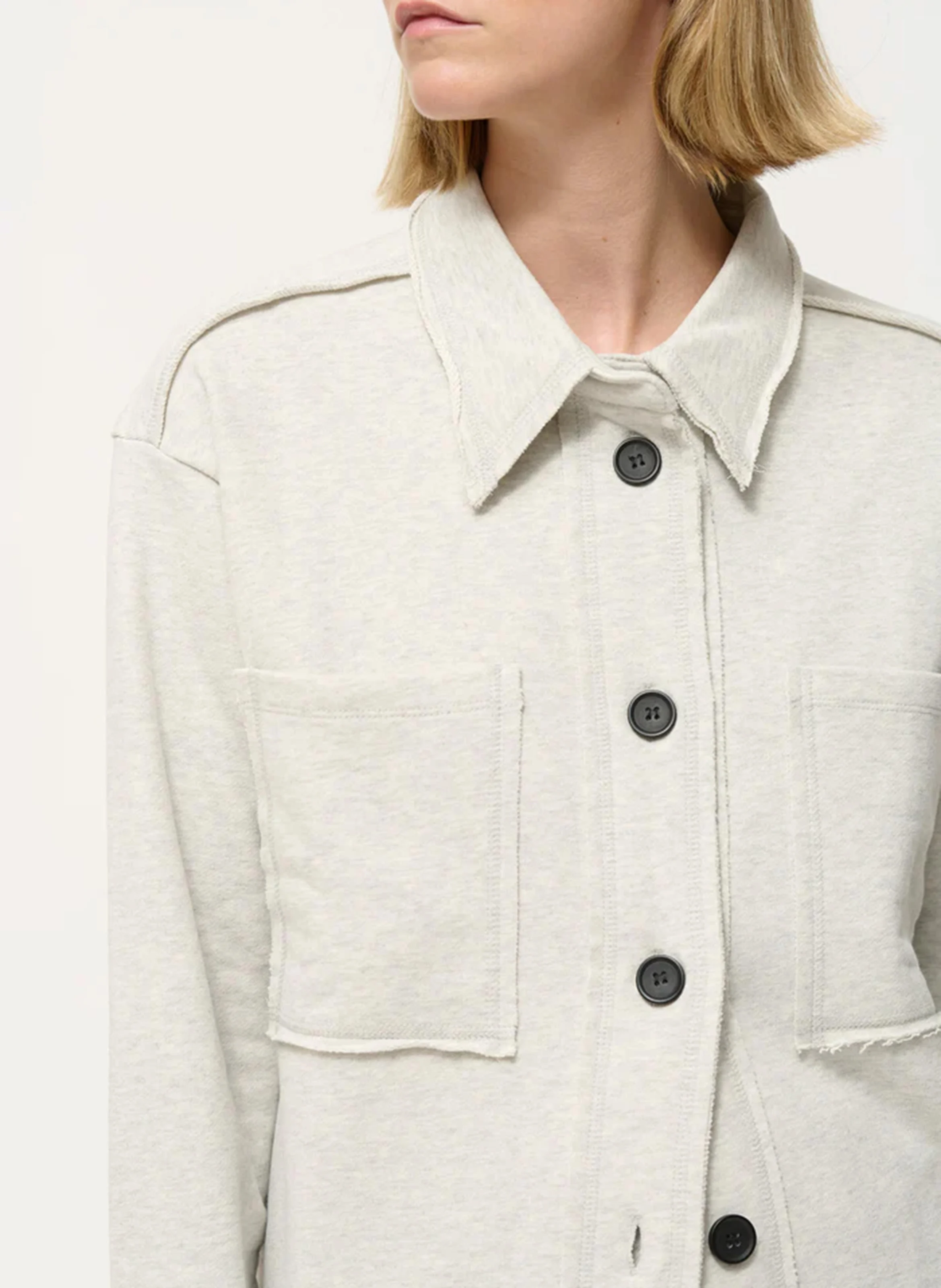 Surchemise col classique en coton mélangé | Blanc