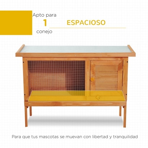 Gaiola grande para coelhos PawHut com pés elevados, cor madeira.