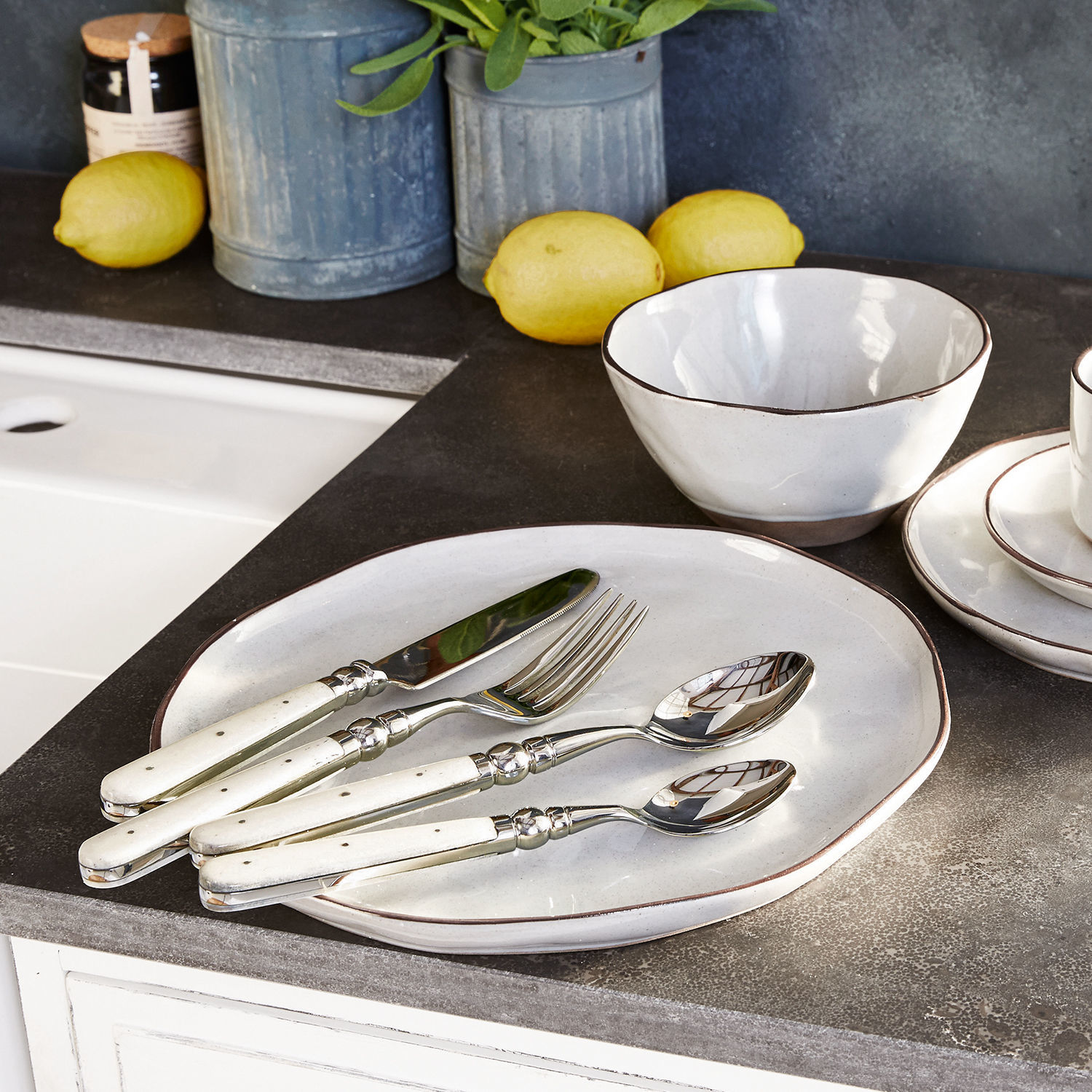 Teller 6er Set Biarré weiß