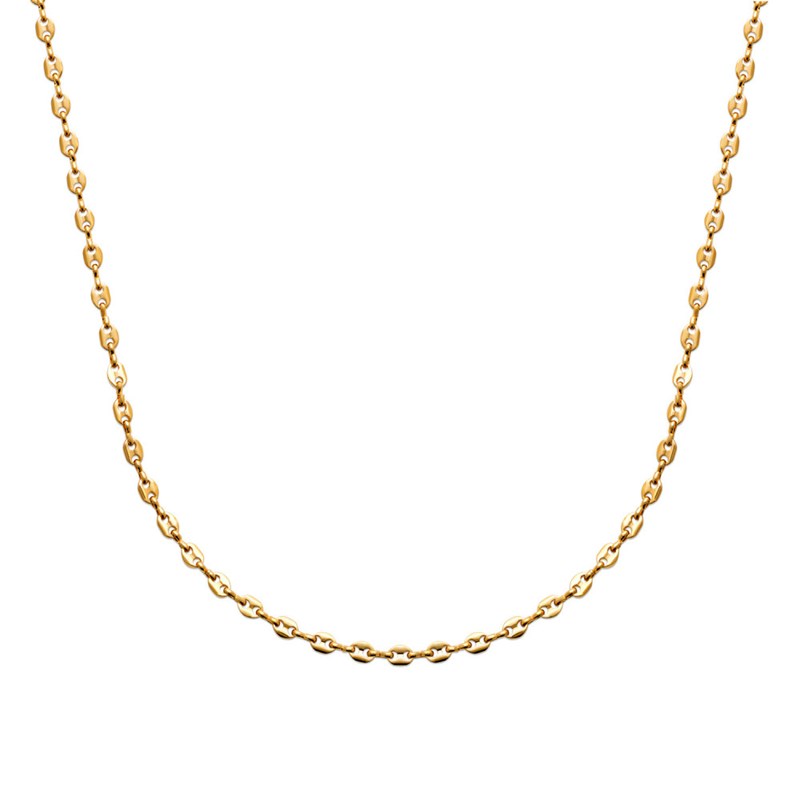 Chaine Mixte - Plaqué Or - Chaîne grain de café - Largeur : 3,7 mm - Longueur : 50 cm