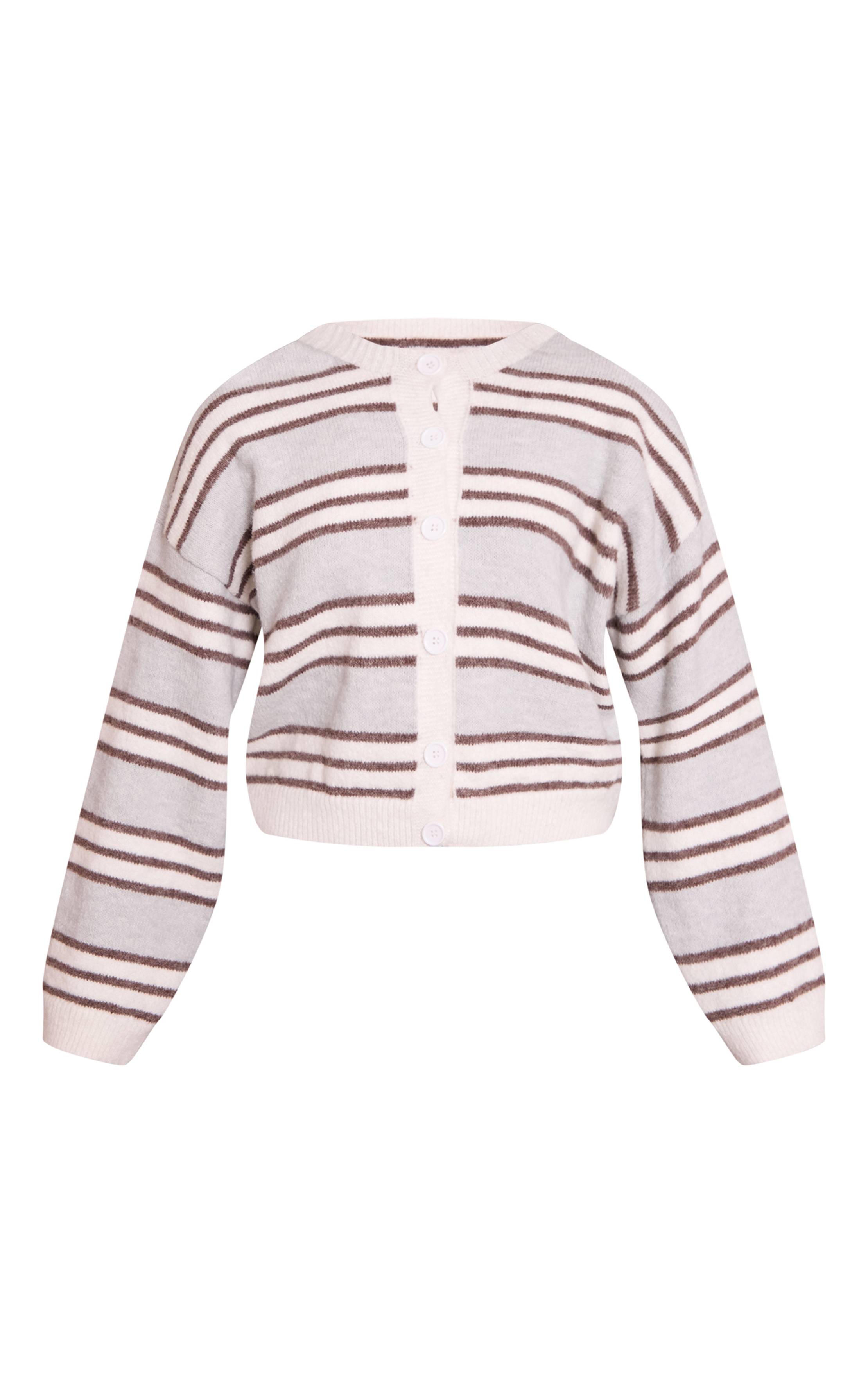 Gris Cardigan Rayé En Mélange De Laine