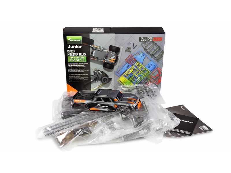 Amewi Monster Truck CoolRC DIY Crush 2WD Bausatz, 1:18 Kleiner RC Buggy zum selber zusammenbauen