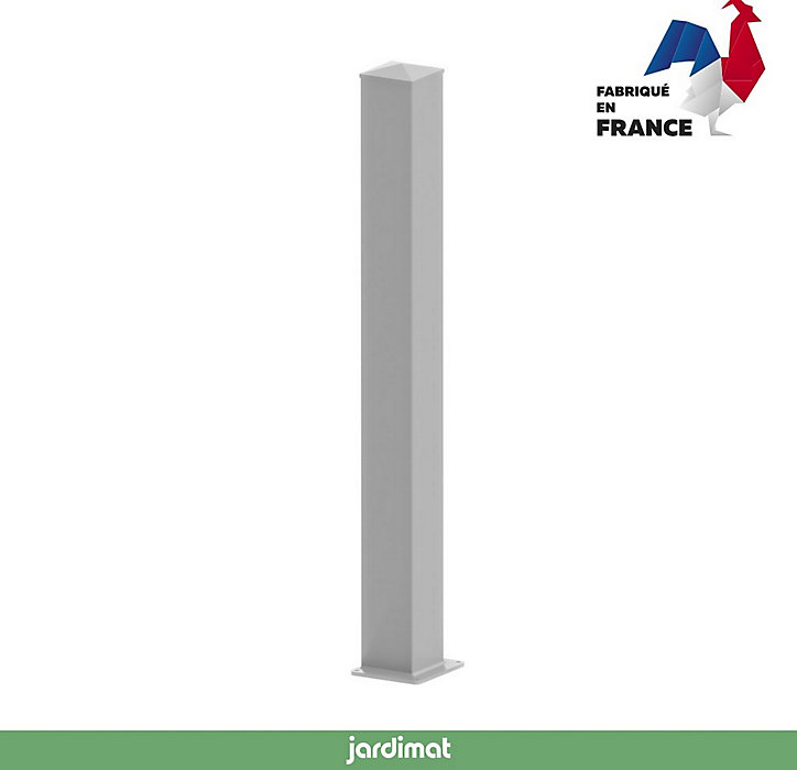 Poteau Jardimat alu laqué sur platine blanc 15 x 15, ep 4cm x h. 150 cm