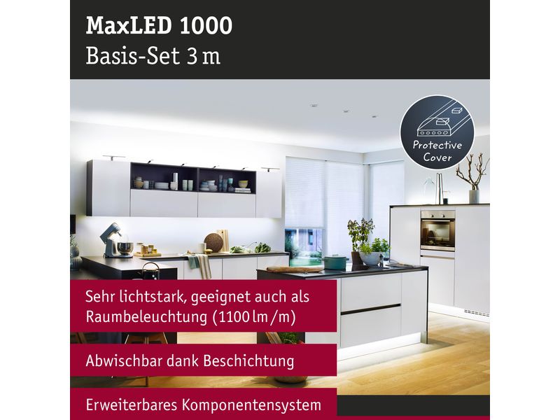 Paulmann LED-Stripe MaxLED 1000 6500 K, 3 m Basisset Beschichteter LED-Streifen, kürzbar
