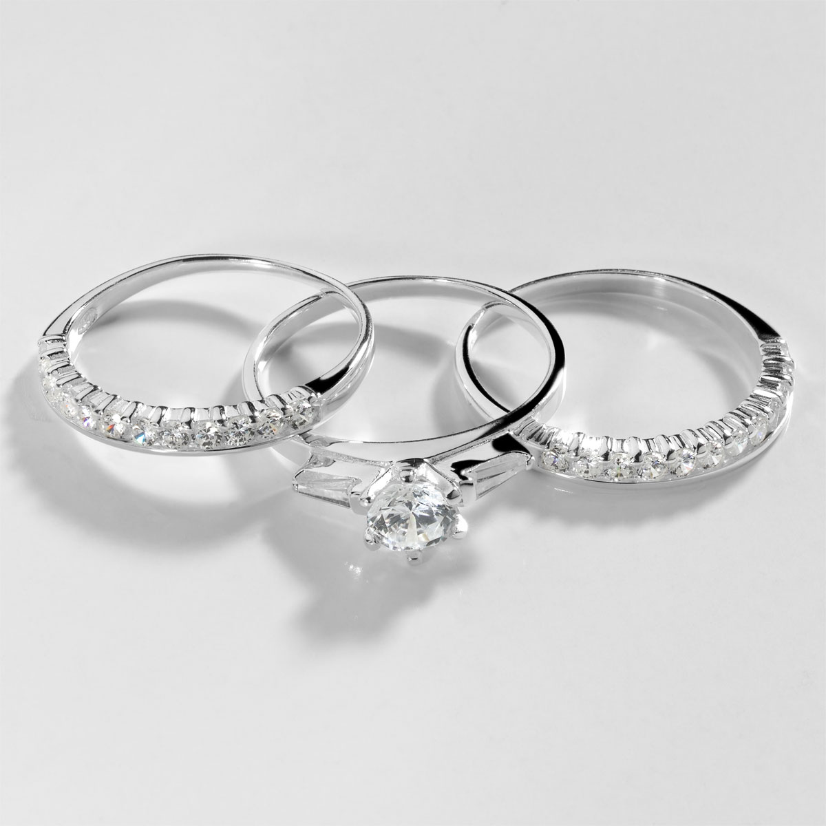 3 bagues argent 925 zirconias