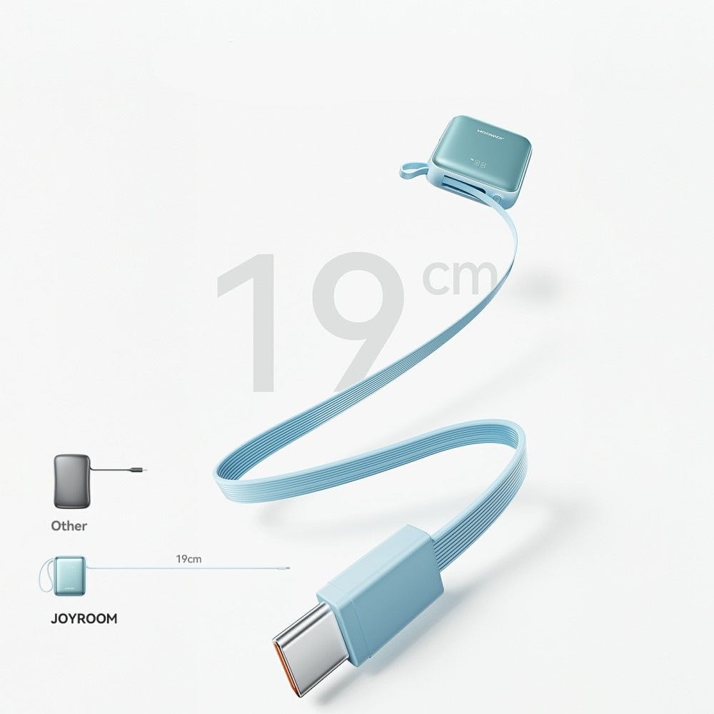 (22.5W) 10000mAh USB C Powerbank Power Delivery Ladegerät inkl. USB C / Lightning Ladekabel mit LED Anzeige (JR-PBF27) - Blau