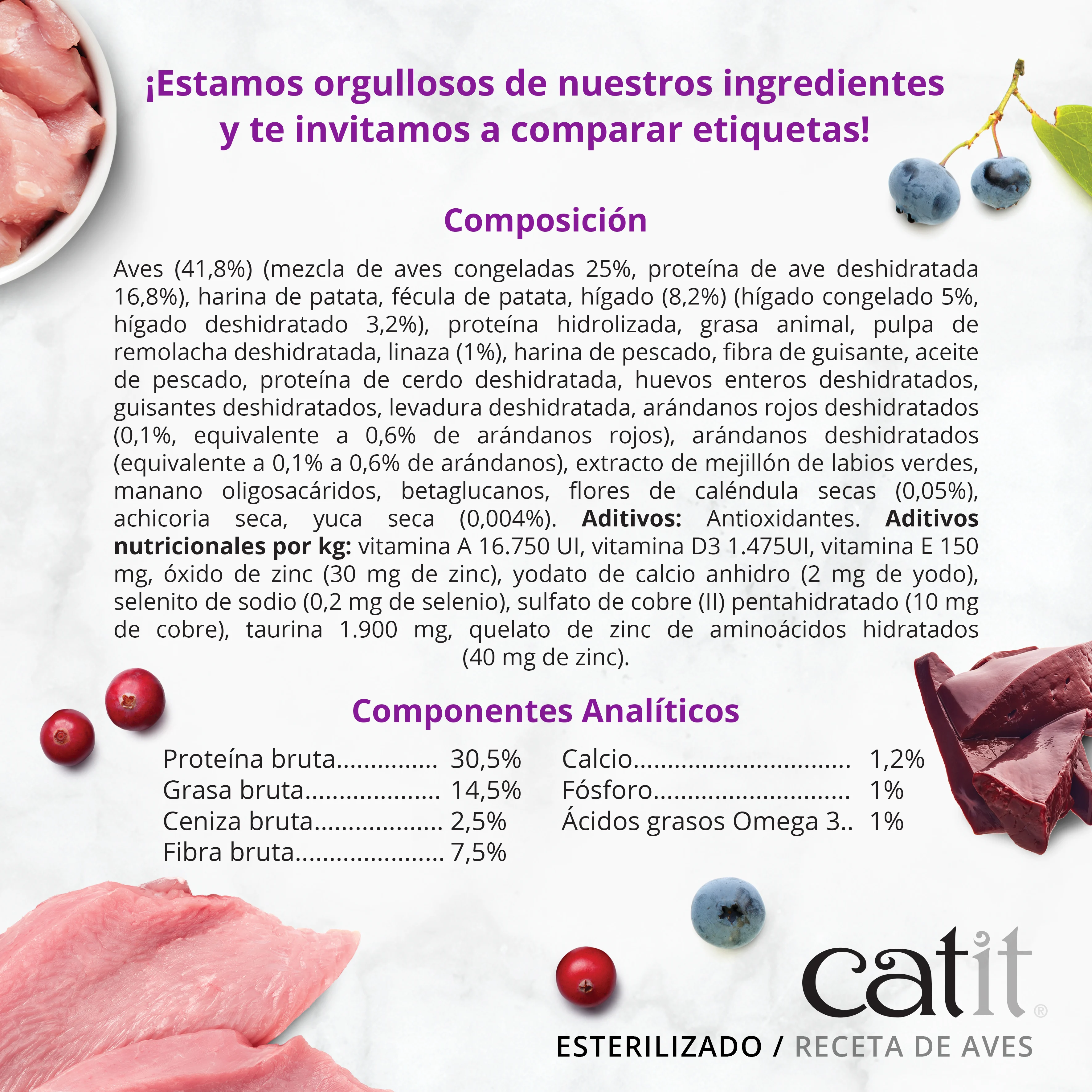 Catit Recipes Alimento para Gatos Domésticos/Esterilizados - Receita para Pássaros, 2 kg