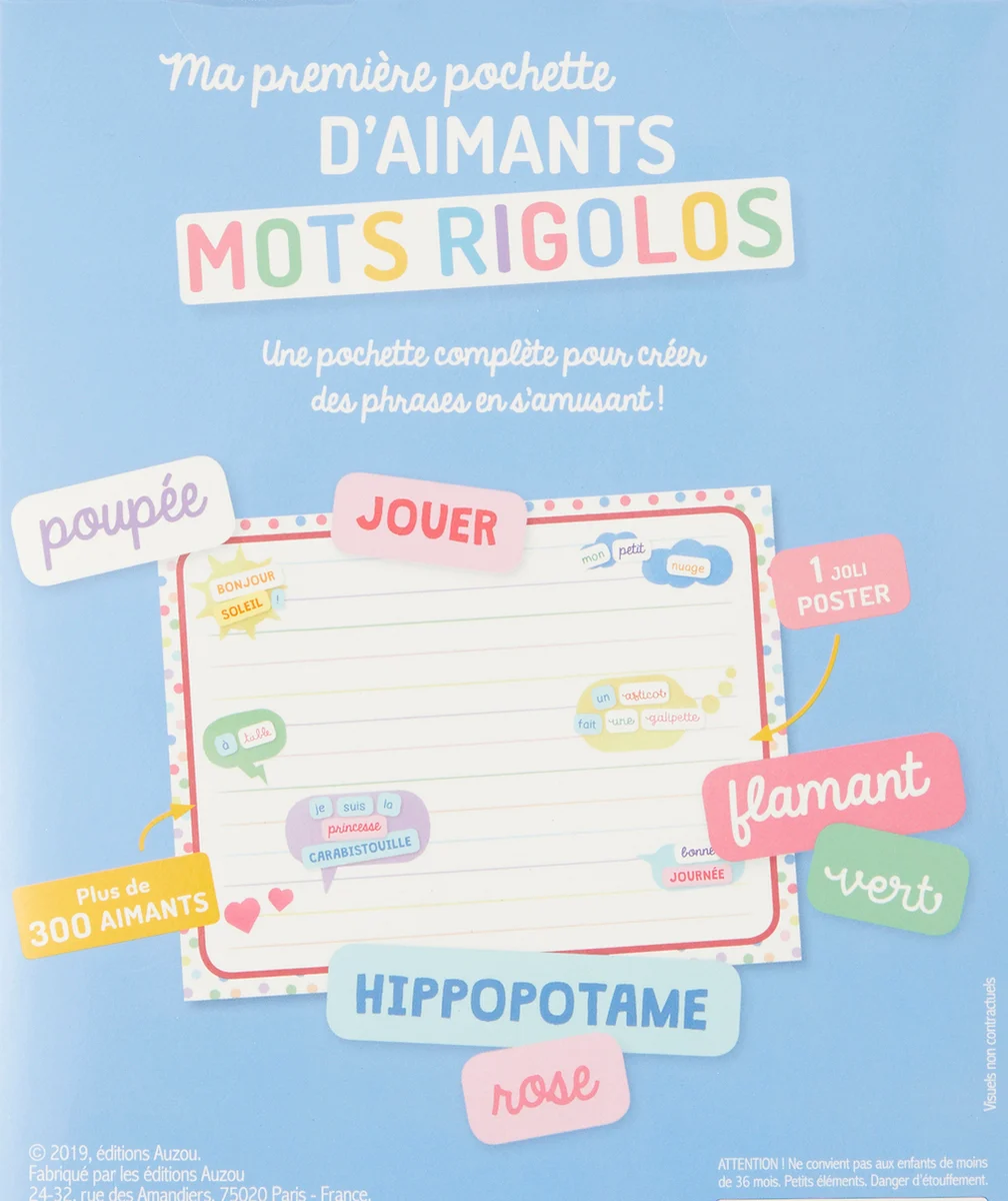 AUZOUMA PREMIÈRE POCHETTE D'AIMANTS - MOTS RIGOLOS