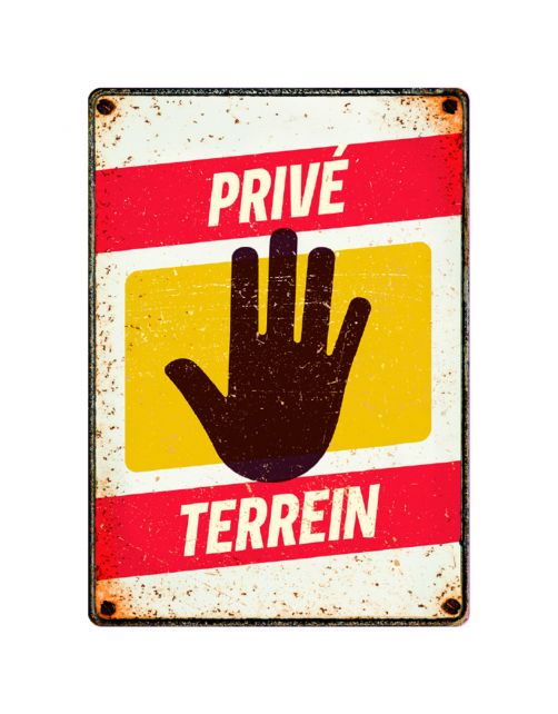Plenty Gifts Bord Blik Privé Terrein - Cadeau - 14.8x21 cm