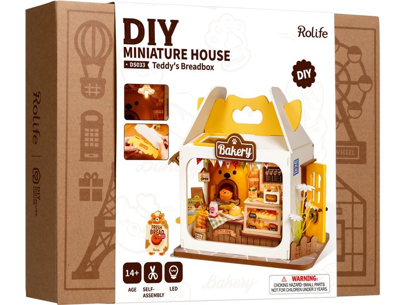RoboTime Bausatz Teddy's Brotbox 3D-Puzzle aus lasergeschnittenen Holzteilen