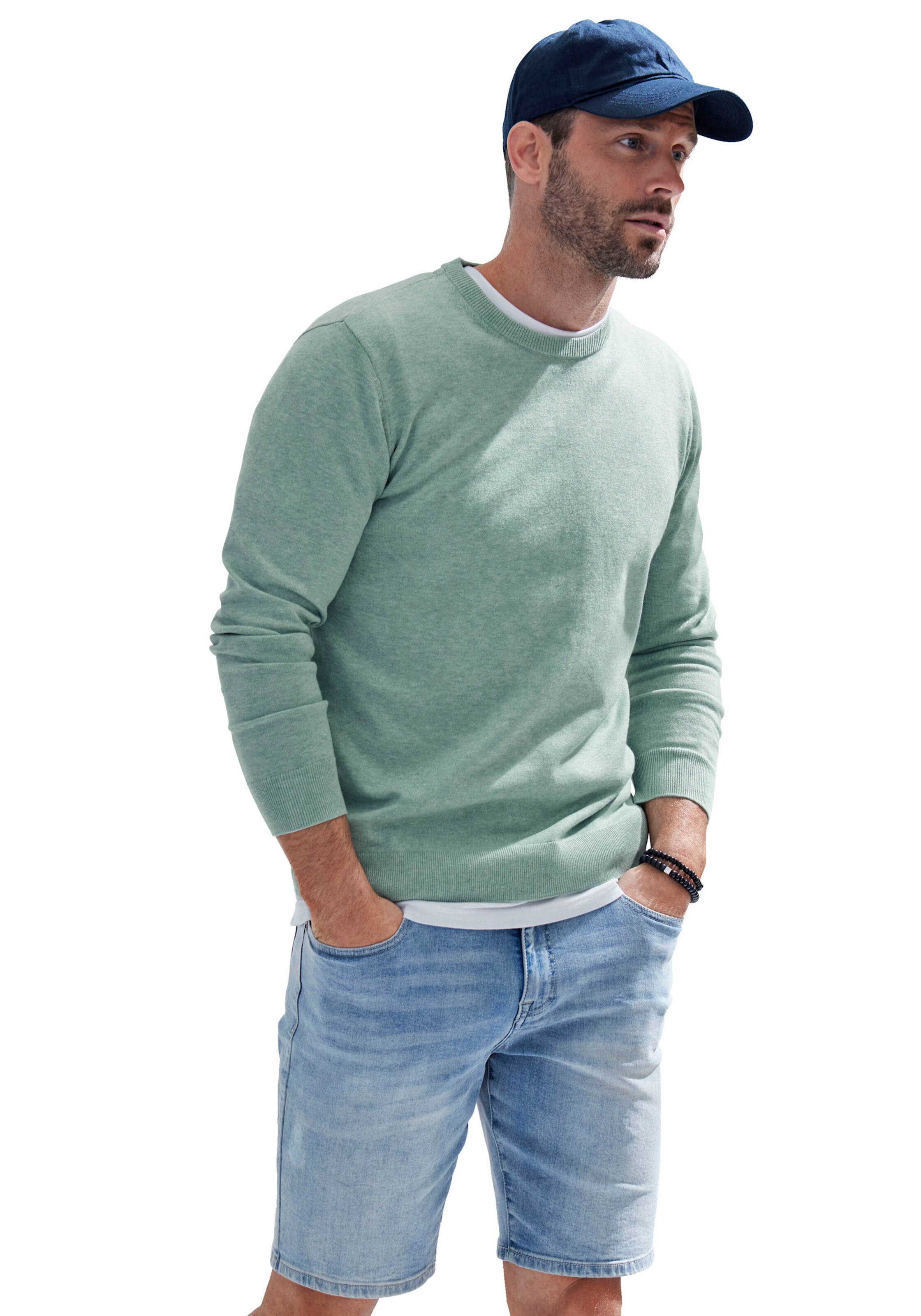 H.I.S Strickpullover in mint-meliert