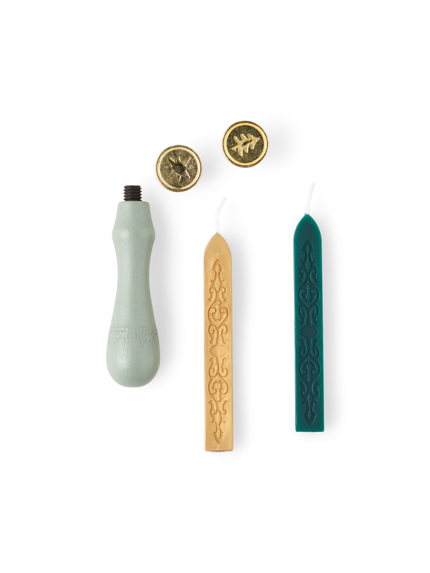 Voksforsegling med voksstænger | Schima superba/metal/bivoks. 9 cm. | Moss Green