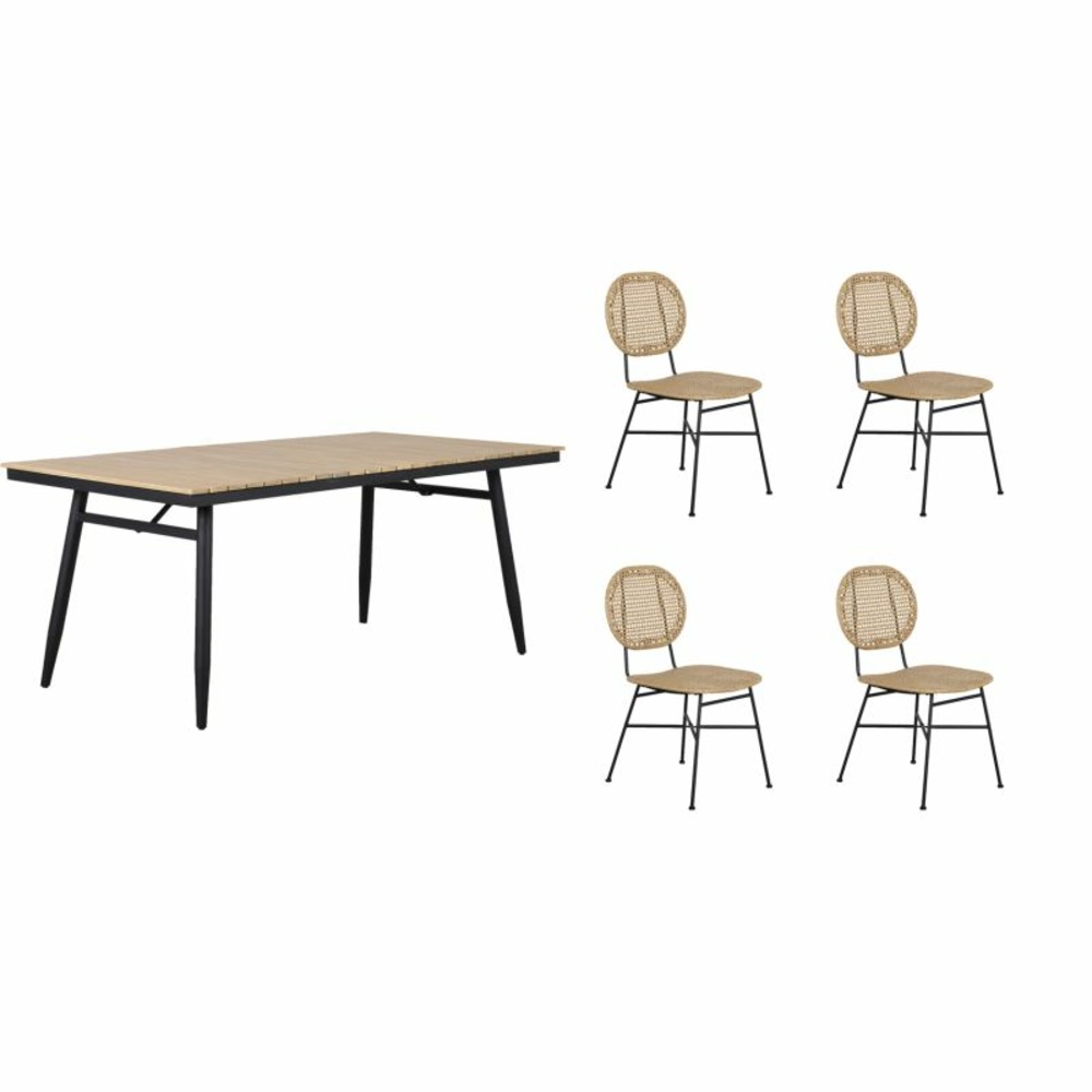 Ensemble table alba en bois d'acacia fsc et 4 chaises de jardin