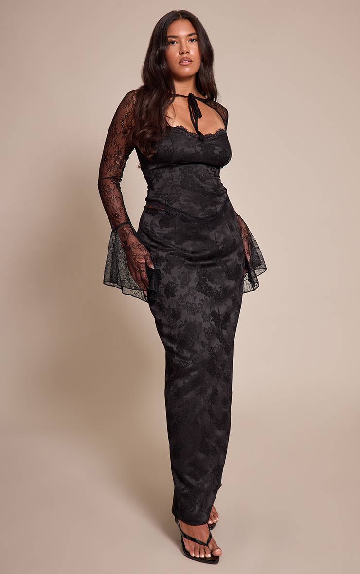 Noir Jupe Maxi En Satin Shape