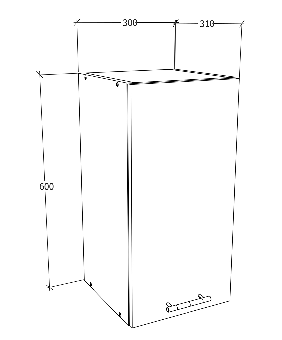 Hängeschrank ESILO - weiß - anthrazit - 30 cm