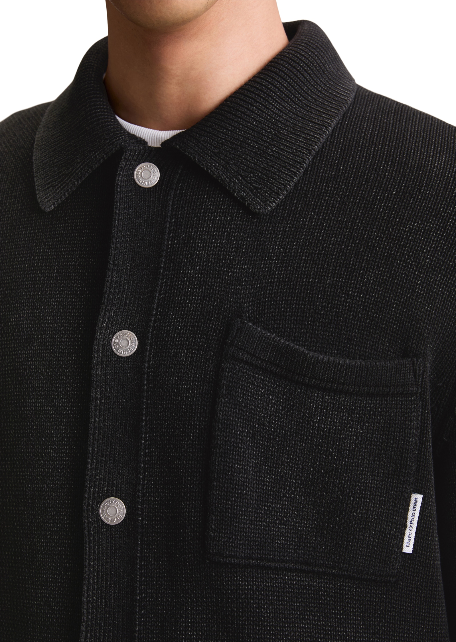 Marc O'Polo DENIM Strickjacke , Polokragen, relaxed fit, Druckknöpfe