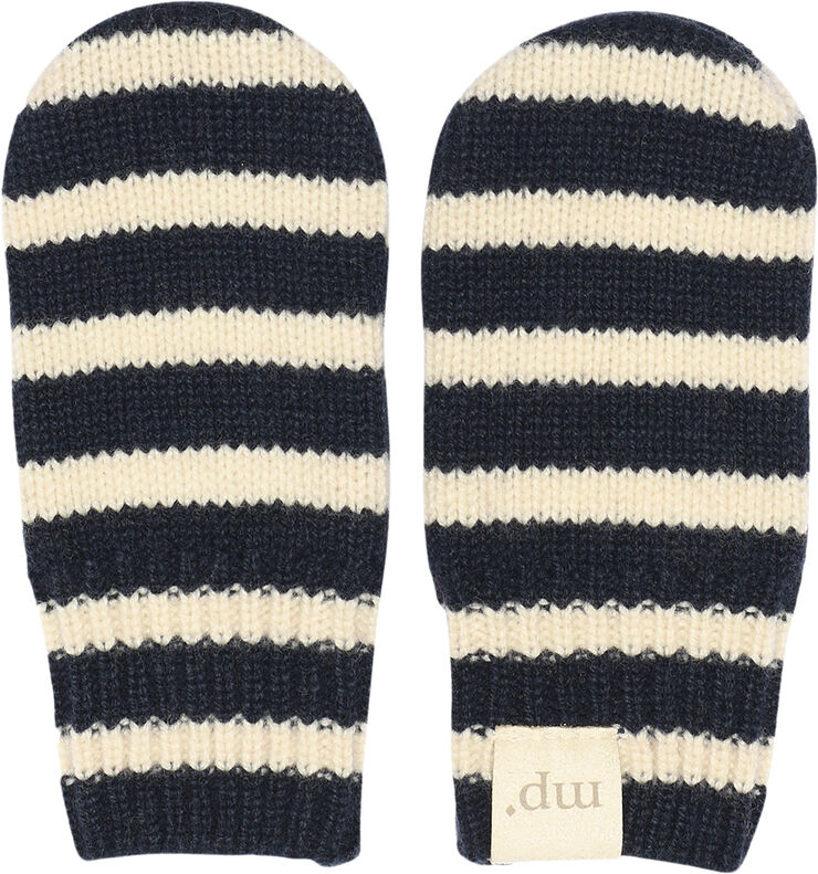 mpKids Bergen striped mittens Dark denim melange
