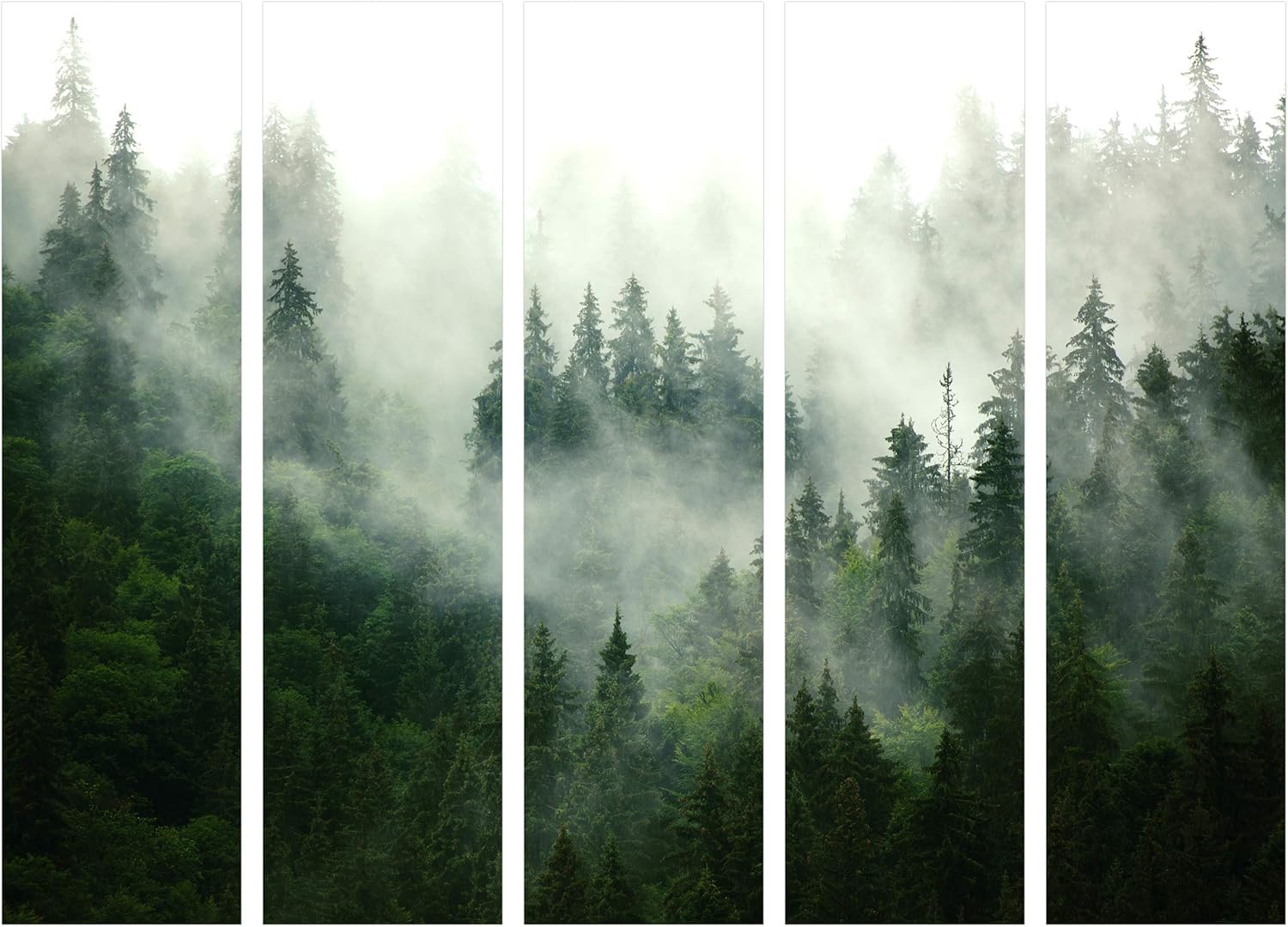 decomonkey Paravent Raumteiler Innen Landschaft 225x172 cm 5 Teilig Einseitig Room Divider Wall Raumteiler Stehend Trennwand Sichtschutz Spanische Wand Sichtschutzwand Wohnzimmer Holz Wald Baum
