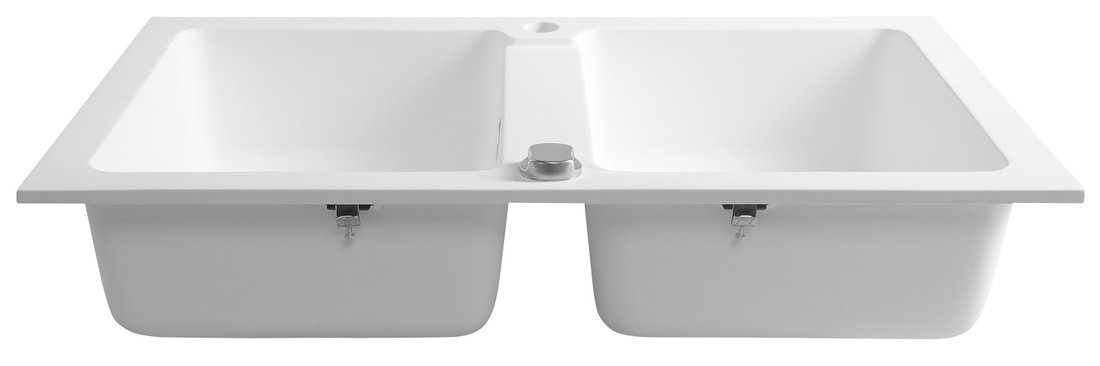 Sapho spoelbak dubbel 78x47,5cm met kraangat wit graniet