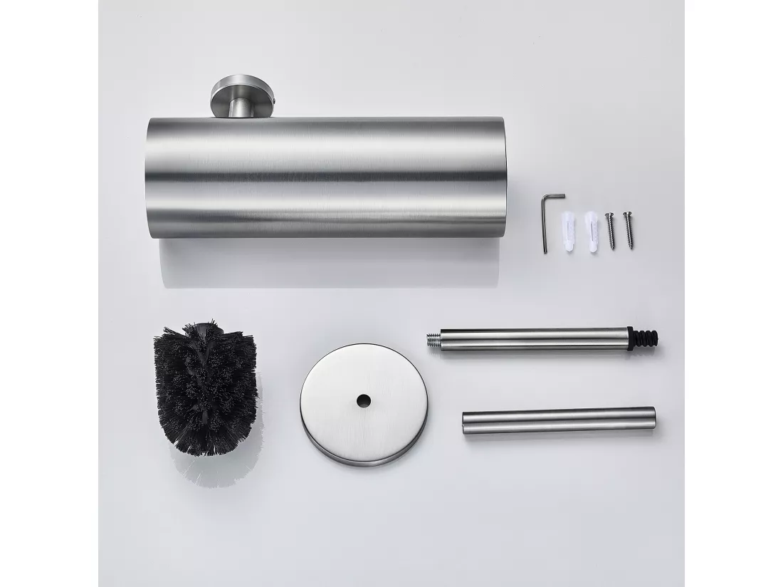 Porte Brosse Toilette Acier Inoxydable Brosse WC Mural Facile Installé Parfait pour Salle de Bains Toilettes WC Imperméable Facile à nettoyer