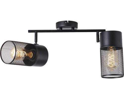 Plafondspot, 2-lichts, 35 cm breed, zwart