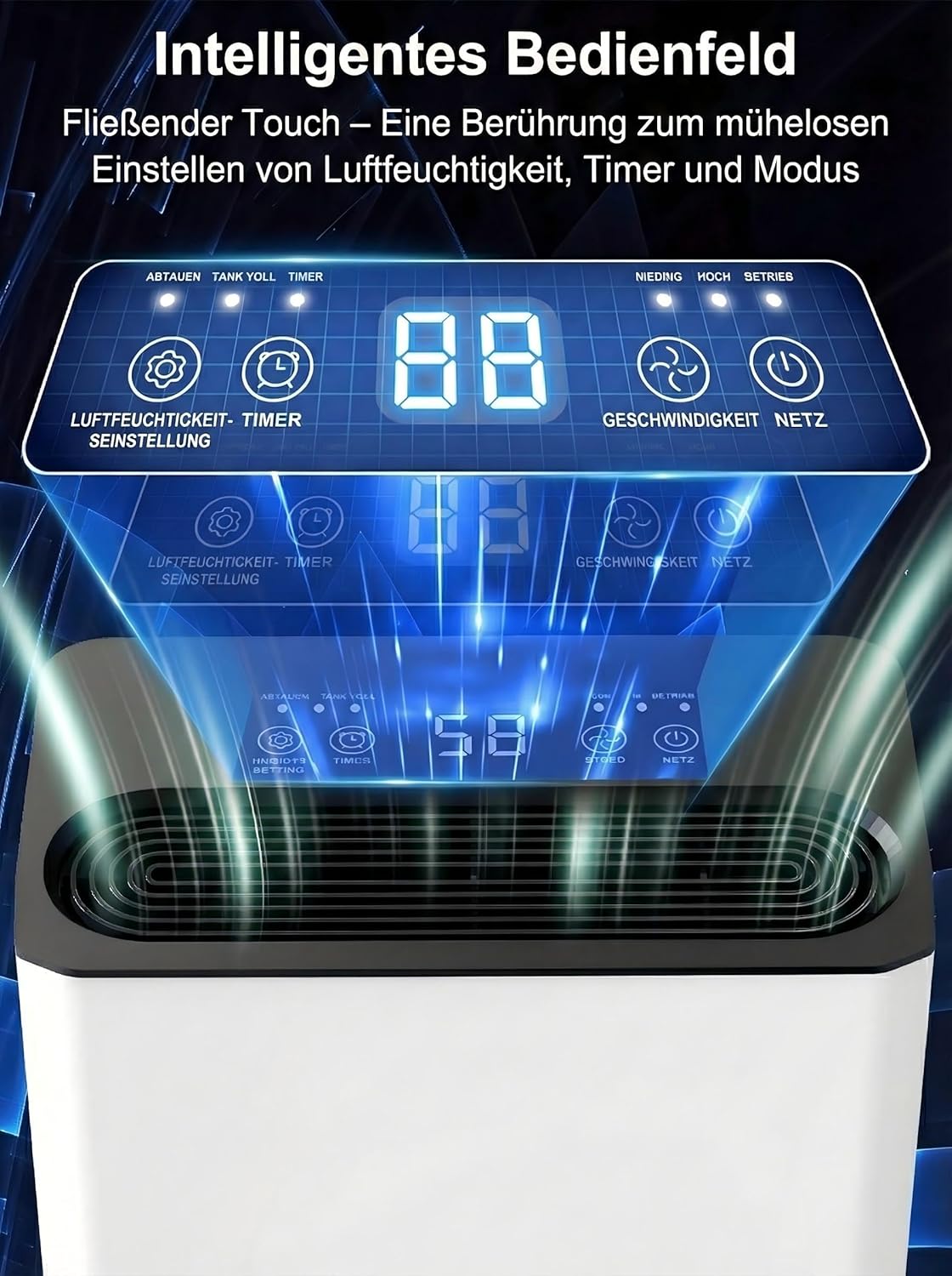 Luftentfeuchter Elektrisch 12L/Tag, Energiesparender Raumentfeuchter für Wohnung & Keller bis 150m³ (50m²), Leiser Entfeuchter gegen Schimmel mit 3L Tank, Wäschetrocknung & 24h Timer