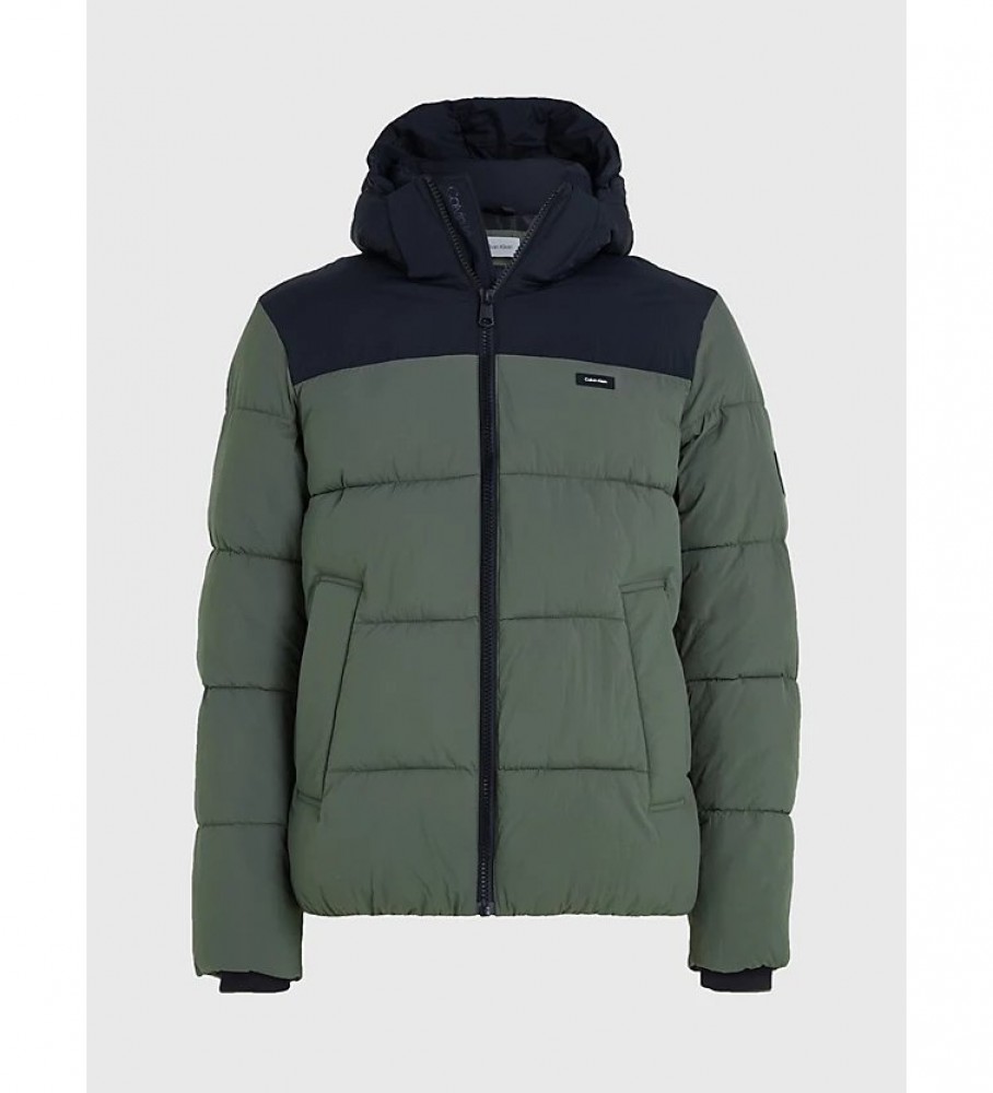 Jaqueta acolchoada Calvin Klein verde com blocos de cores