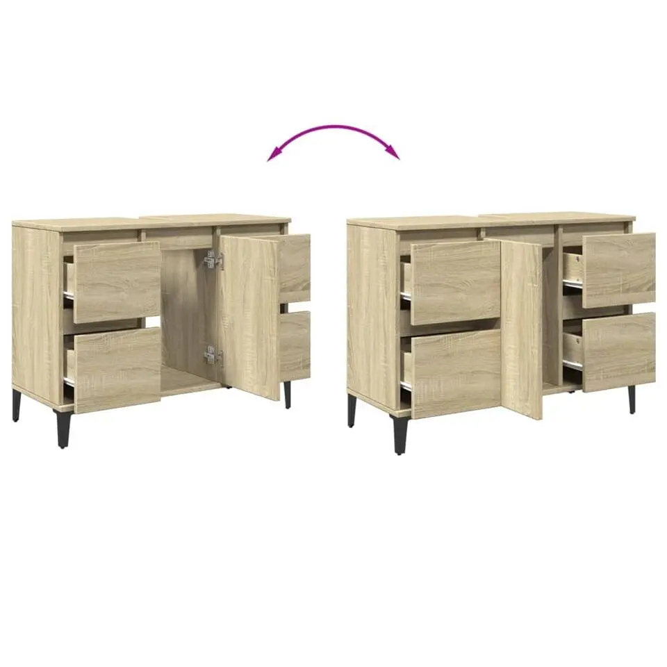 vidaXL - Wastafelonderkast met 1 deur 4 lades - Sonoma eiken - 80x33x60 cm