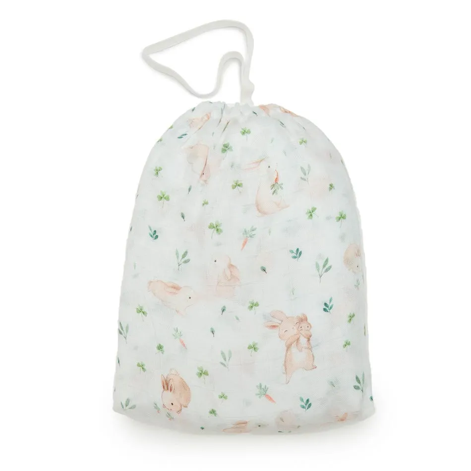 Loulou Lollipop Drap Contour Mousseline Bambou + Couverture - Lapins