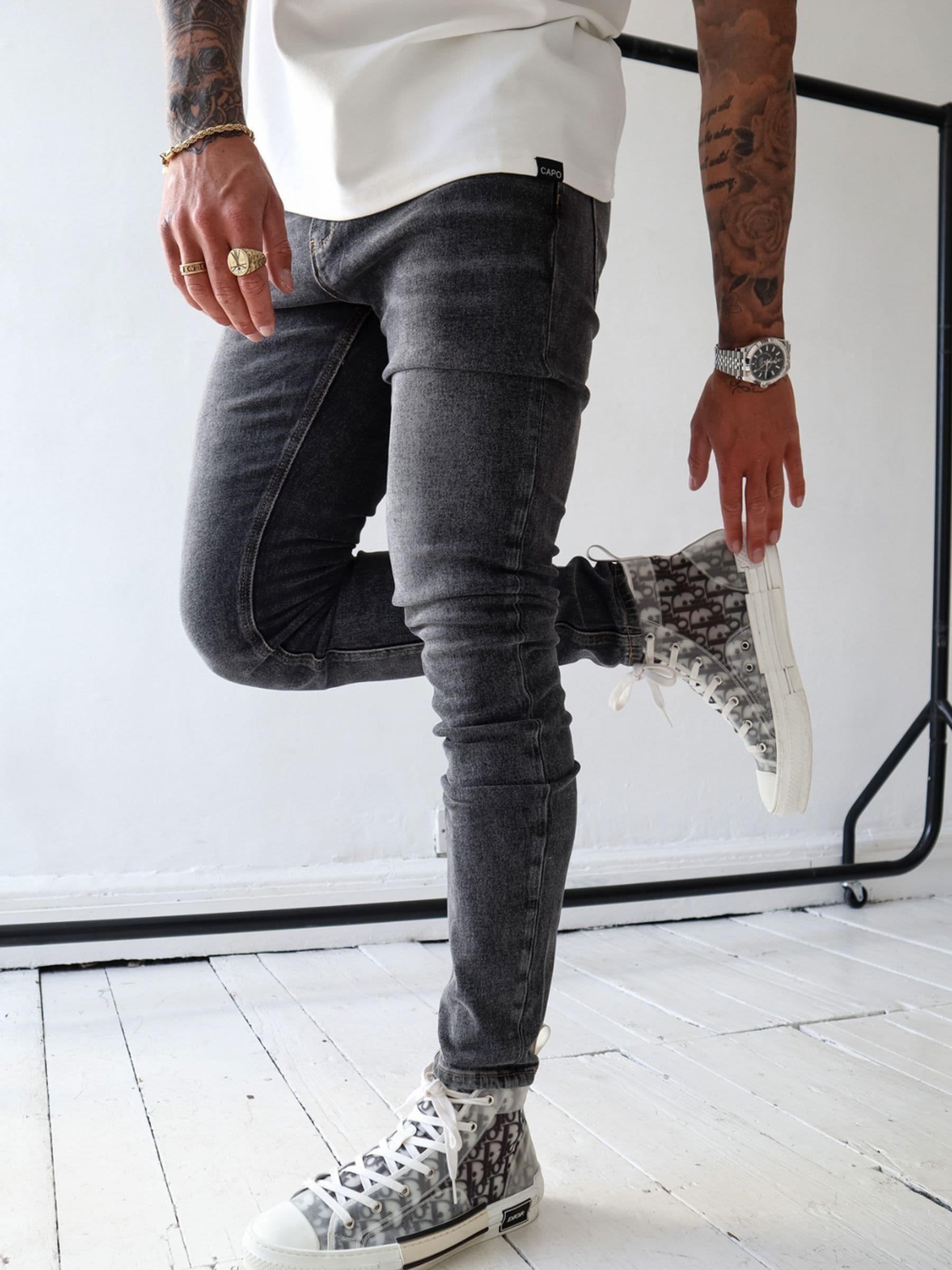Zwart chroom - CAPO Slim Fit Denim Jeans