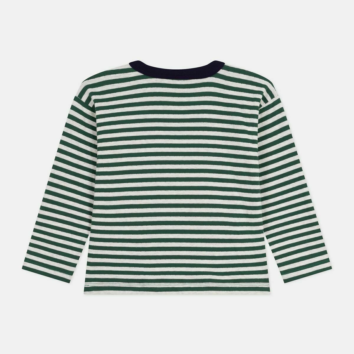 PETIT BATEAU<br>Camiseta de manga comprida em algodão listrado
